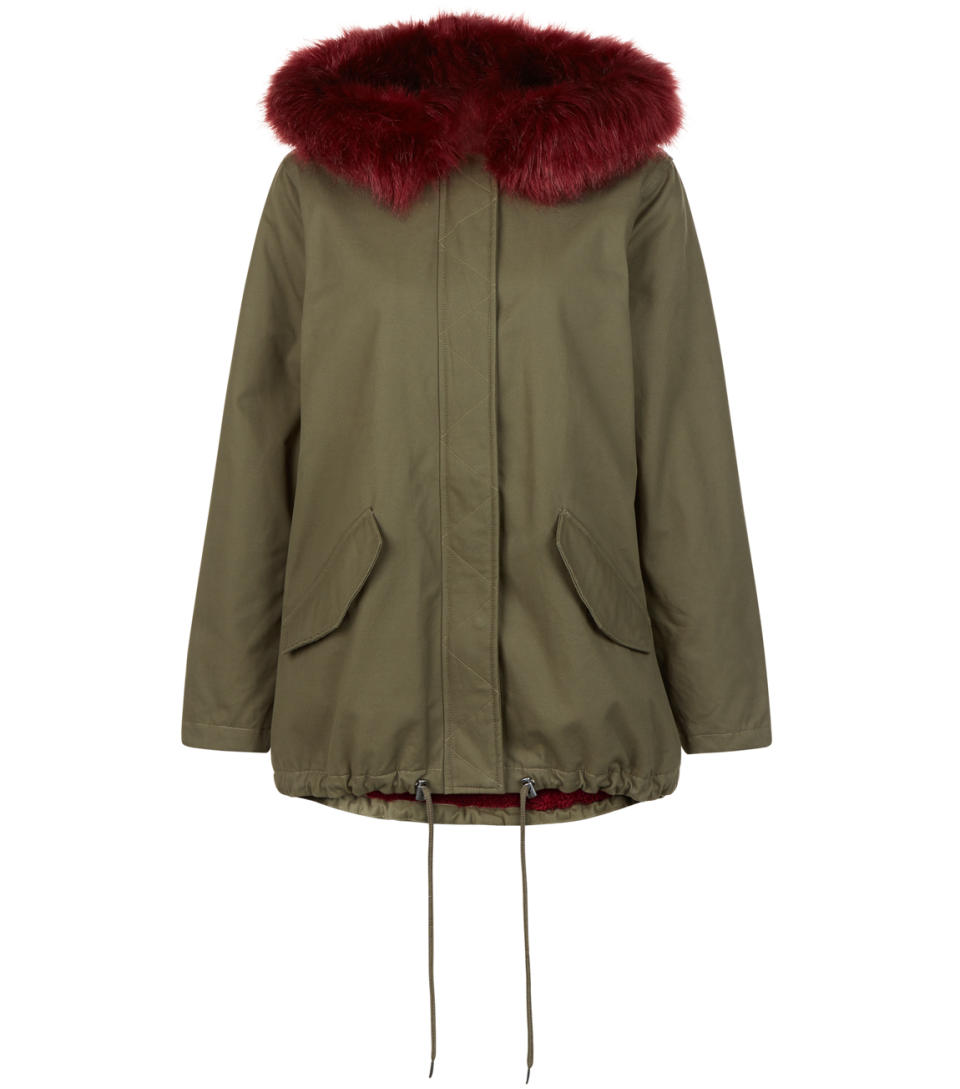 Faux fur hood parka