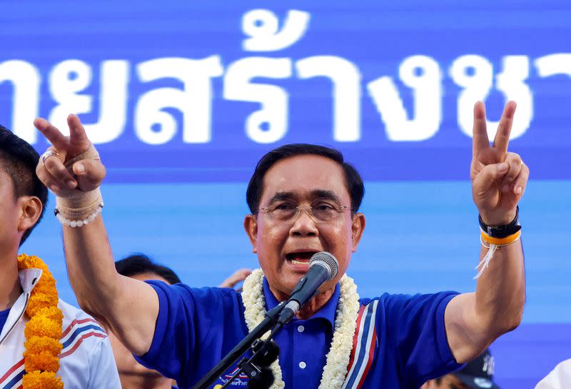 FILE PHOTO: Incumbent Thailand's PM Prayuth Chan-ocha campaigns for re-election in Phuket