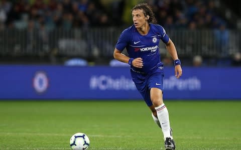 David Luiz of Chelsea looks to pass the ball during the international friendly between Chelsea FC and Perth Glory at Optus Stadium - Credit: Paul Kane/Getty Images