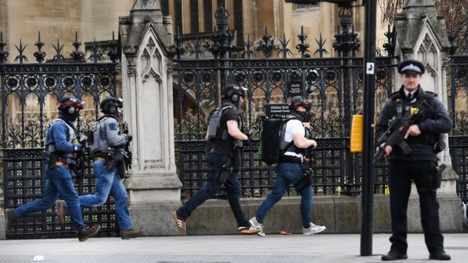 Officers respond to the Westminster attack