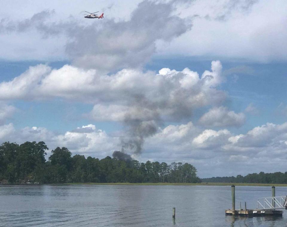 Smoke rises at the site of a F-35 fighter jet crash in Beaufort, South Carolina (Reuters)