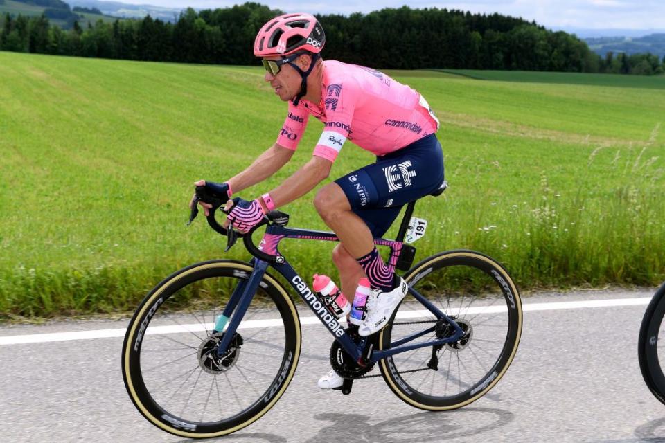 <p>At 34, Uran’s at the latter end of his time as a grand tour contender. But as he showed at the recent Tour de Suisse, he’s still a threat. Uran won the race’s individual time trial, launching himself up the General Classification to within 17 seconds of race leader Richard Carapaz. And while he ultimately proved unable to unseat the INEOS rider, the message had been sent: don’t overlook this talented veteran. And at least one person got the memo: Jonathan Vaughters, his team’s general manager, announced shortly after the race that the team was going to take “a second look” at its approach to the Tour. While a top-five finish feels more realistic, we wouldn’t be surprised if Uran manages to score the Tour de France podium finish (he finished second in 2017).</p>