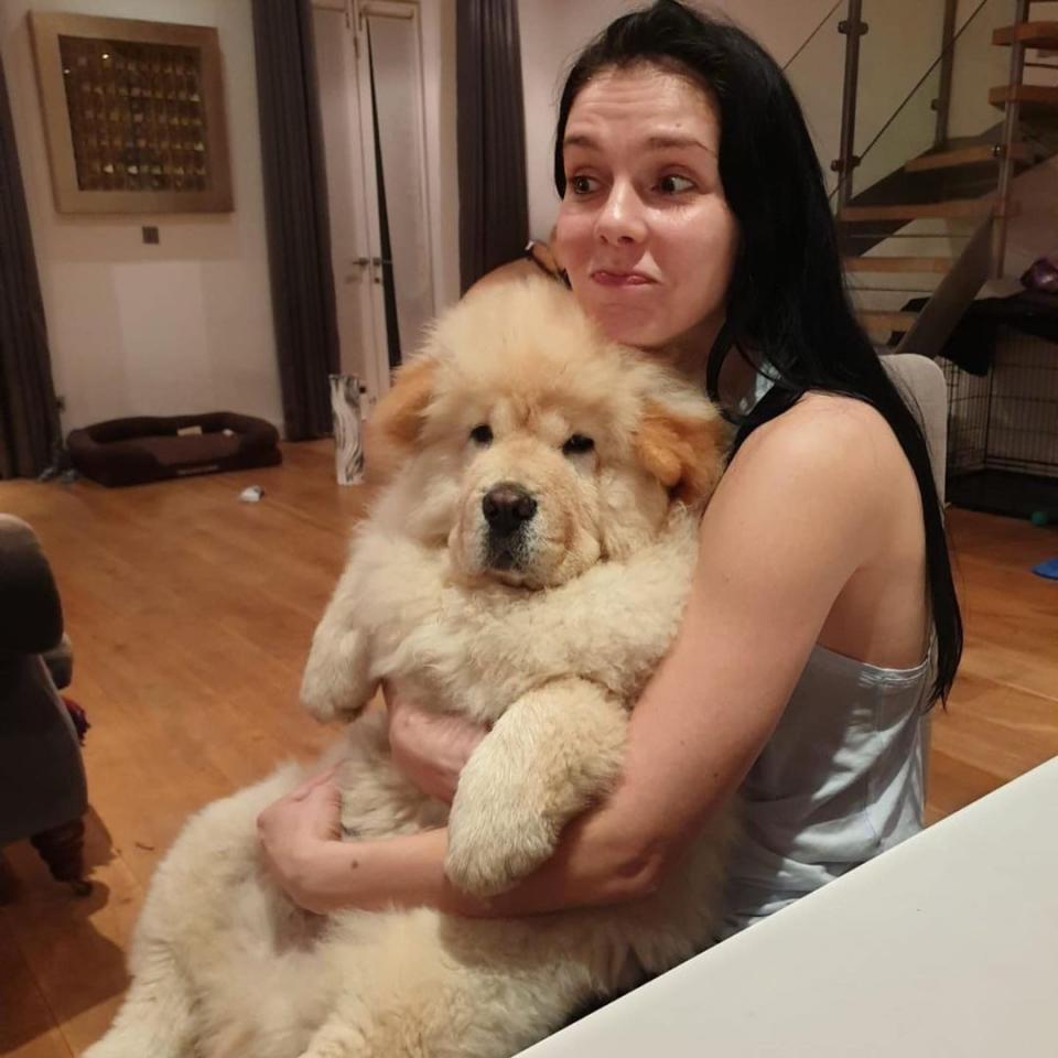 Osipova with her Chow Chow, a 'refugee from Ukraine'