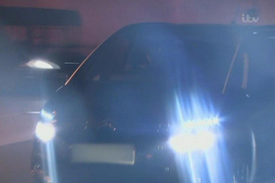 A car understood to be carrying Anjem Choudary leaves Belmarsh prison in the early hours today (ITV)