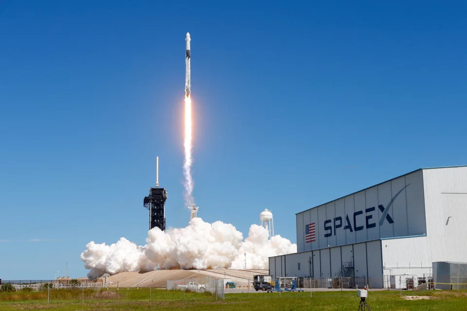 A SpaceX Falcon 9 rocket with a Dragon capsule launches from Pad-39A as part of the Crew 5 mission, which includes crew chief Nicole Mann, pilot Josh Kassada, Roscosmos cosmonaut Anna Kikina, and mission specialist Koichi Wakata of the Japan Aerospace Exploration Agency (JAXA) to International space station from NASA's Kennedy Space Center in Cape Canaveral, Florida, U.S., October 5, 2022. REUTERS/Joe Skipper