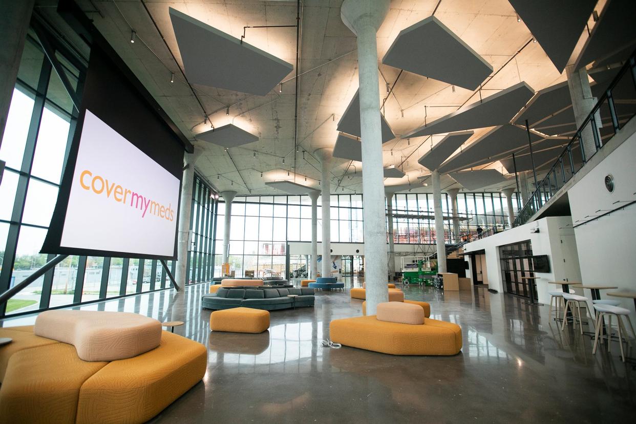 CoverMyMeds opened the first of its two-building headquarters in 2017. After layoffs announced Wednesday, the company now plans to lease out some of the space.