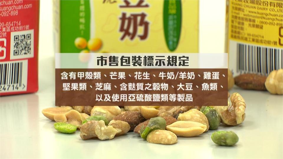 台灣「食物過敏」盛行率15年來增加2倍　食藥署規定　包裝食品若標示過敏原