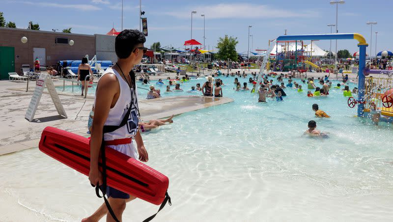 A lifeguard at the Kearns Oquirrh Park Fitness Center watches swimmers at the pool in Kearns on Friday, June 10, 2022. Employers are starting to look to younger workers to fill their job openings.