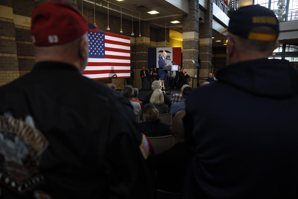 Democratic presidential candidate former Vice President Joe Biden speaks during a community event, Wednesday, Oct. 16, 2019, in Davenport, Iowa. (AP Photo/Charlie Neibergall)