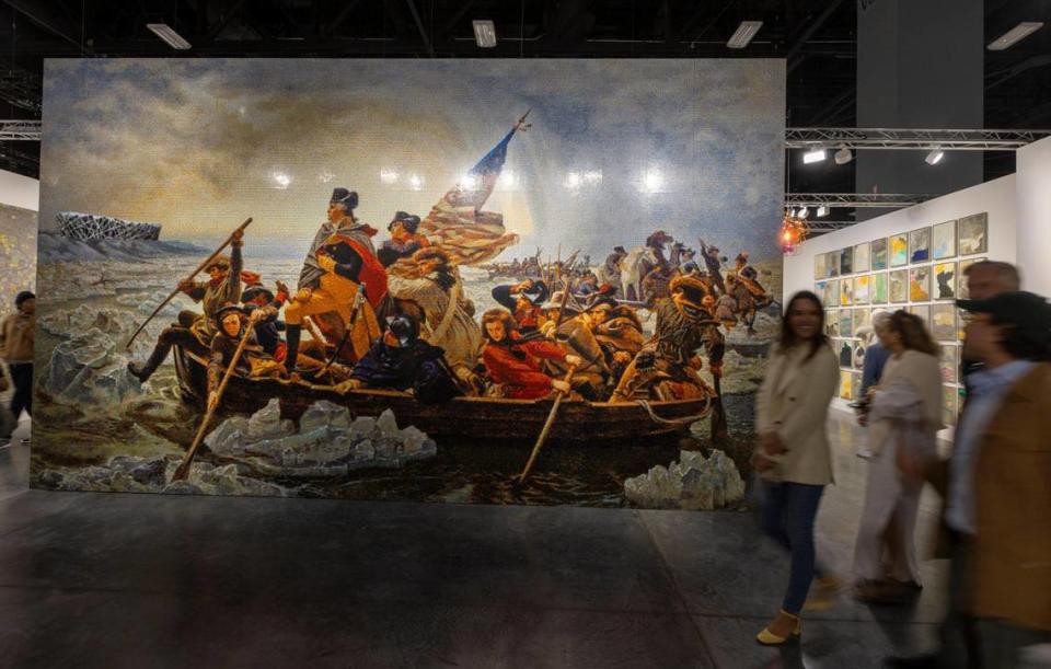 Artist ai weiwei made ‘Washington Crossing the Delaware’ with Lego pieces.
