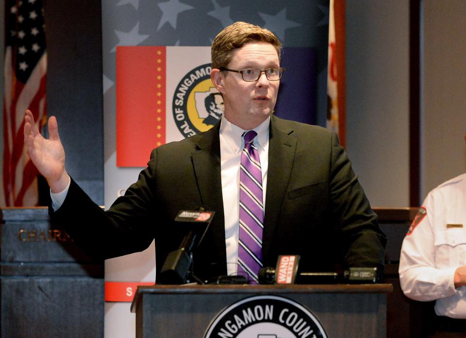 Sangamon County State's Attorney Dan Wright answers questions in the County Board Chamber Wednesday Nov. 16, 2022 during a press conference on the Nov. 8, I-55 fatal. 