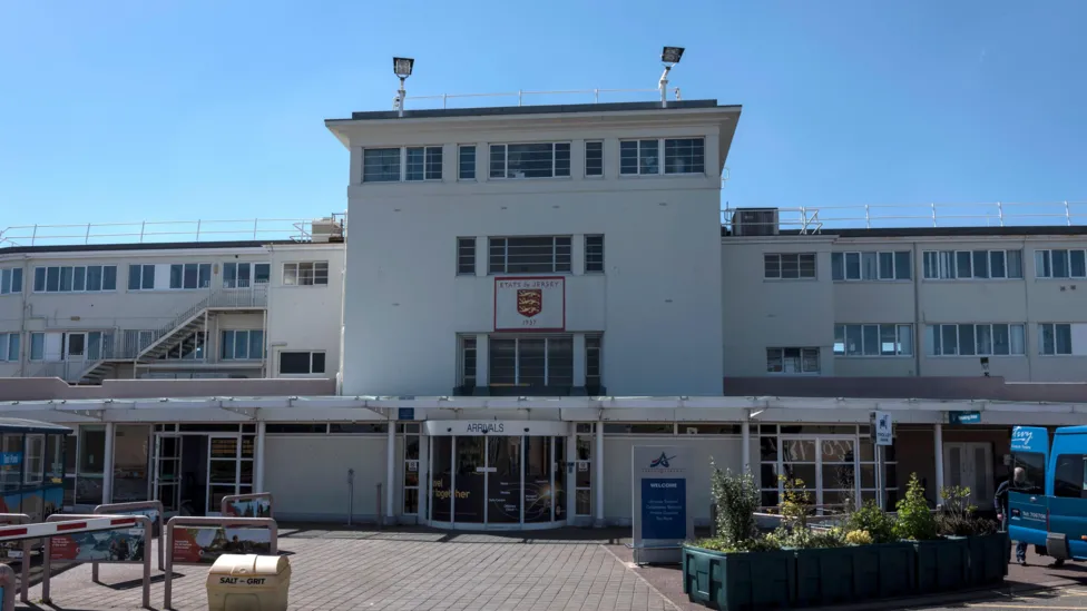 The main entrance to Jersey Airport overlooking the arrivals area