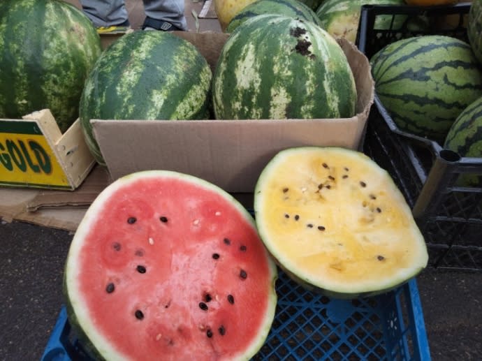 Watermelons at a market in Mariupol