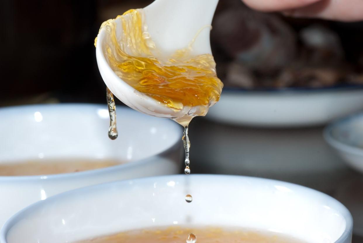 A close-up image of a fancy bird nest soup.