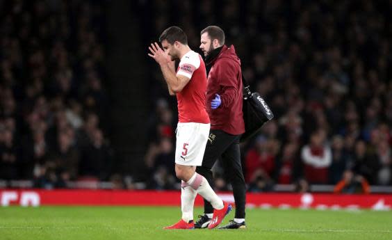 Sokratis was taken off injured in the first half (PA)