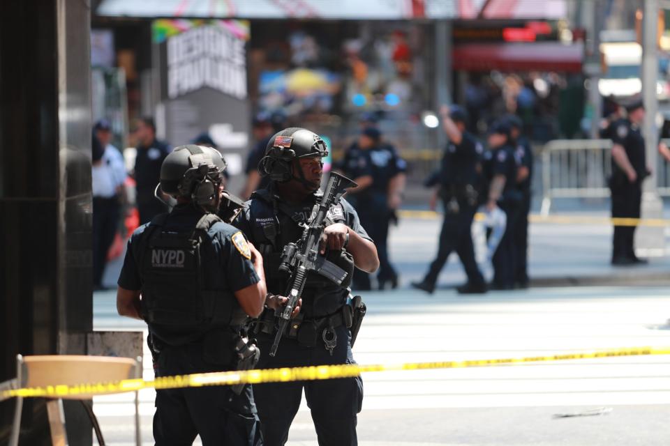 <p>The scene of an accident in New York’s Times Square after driver went through a crowd of pedestrians, injuring at least a dozen people, May 18, 2017. (Gordon Donovan/Yahoo News) </p>