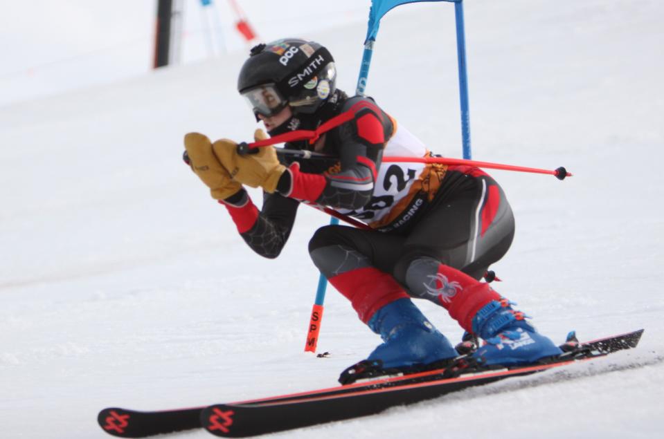 Brighton's Abby Storch was fourth in slalom and giant slalom in the Mt. Brighton Divisional meet Thursday, Feb. 8, 2024.