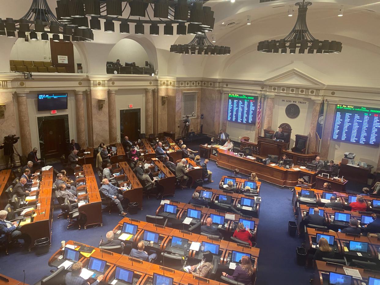 The Kentucky House of Representatives in session on Jan. 6, 2022.