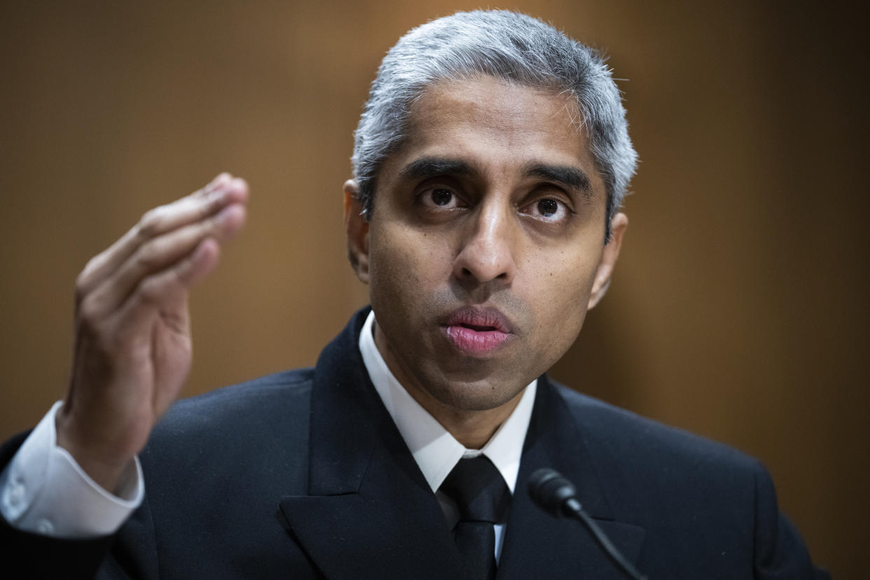 Surgeon General Vivek Murthy testifies on Capitol Hill.