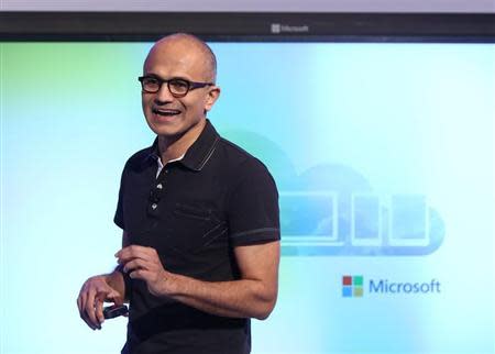 Microsoft CEO Satya Nadella speaks at a Microsoft event in San Francisco, California March 27, 2014. REUTERS/Robert Galbraith