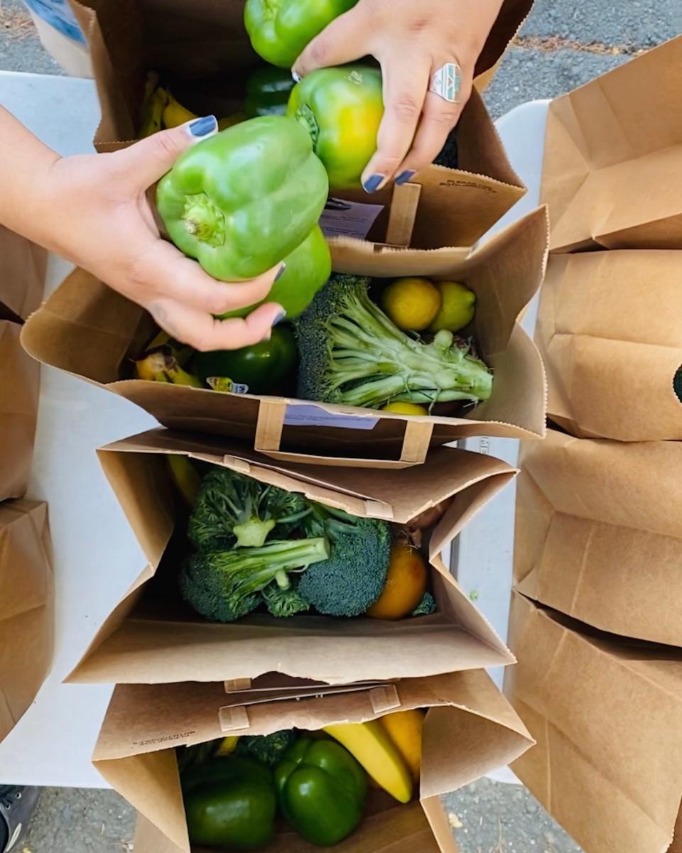 Peppers, citrus and broccoli from the Quail Creek community garden at Sogorea Te' Land Trust in California.