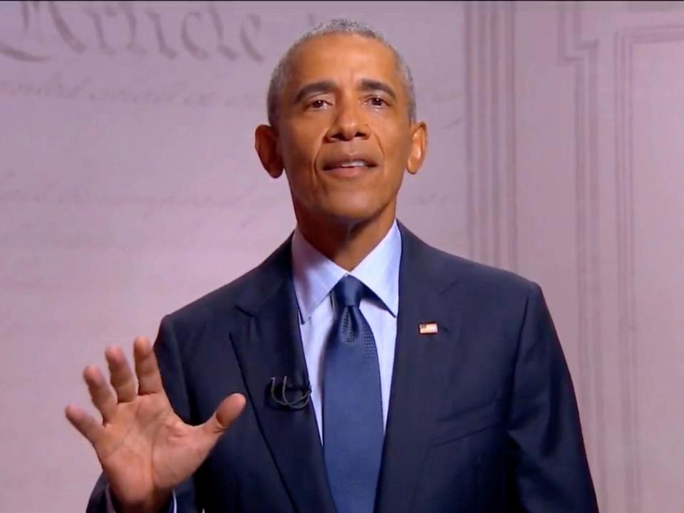 Former US President Barack Obama speaks by video feed during the virtual 2020 Democratic National Convention: REUTERS