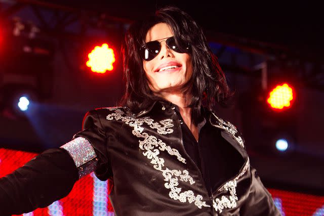 <p>MJ Kim/Getty</p> Michael Jackson at 02 Arena on March 5, 2009.