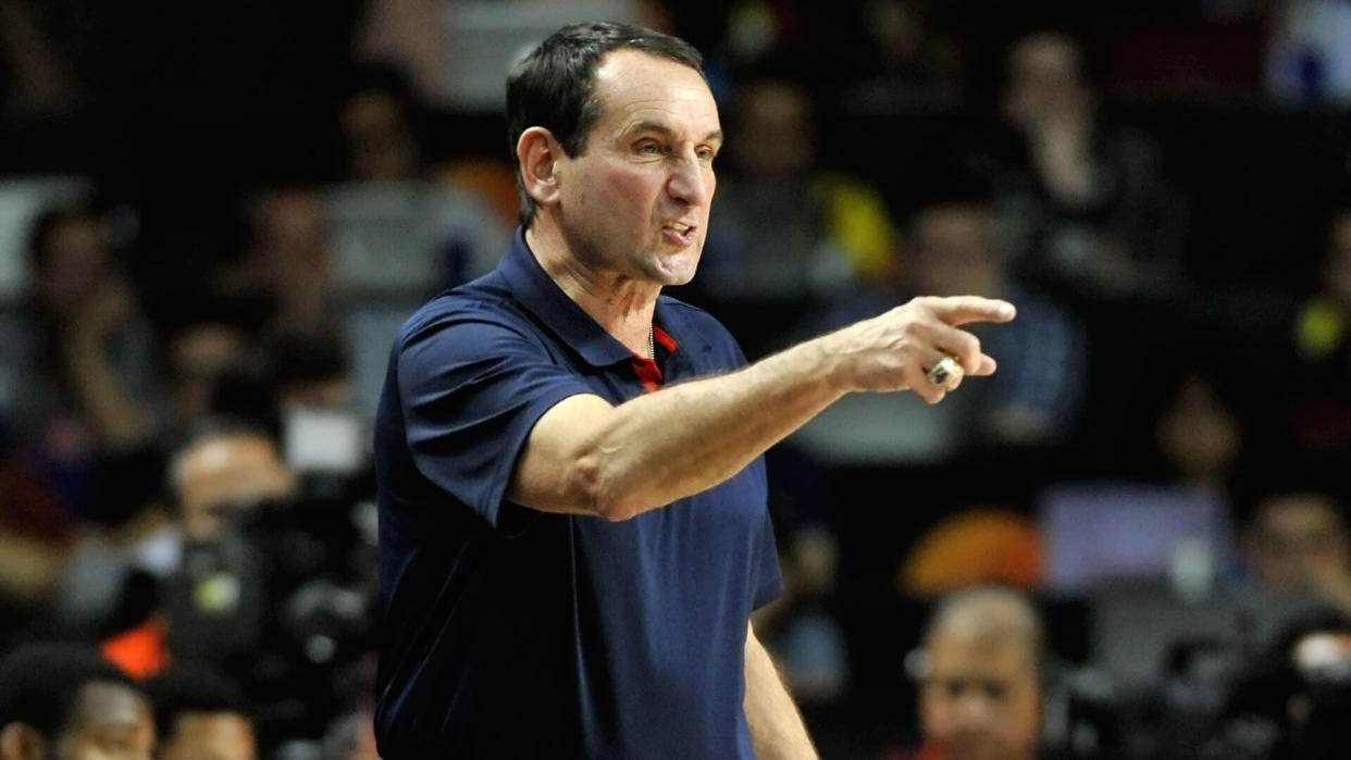 MADRID, SPAIN - September 14th 2014 :MIKE KRZYZEWSKI coach of USA during the Final game of FIBA BASKETBALL WORLD CUP 2014 at Palacio de los Deportes Arena.