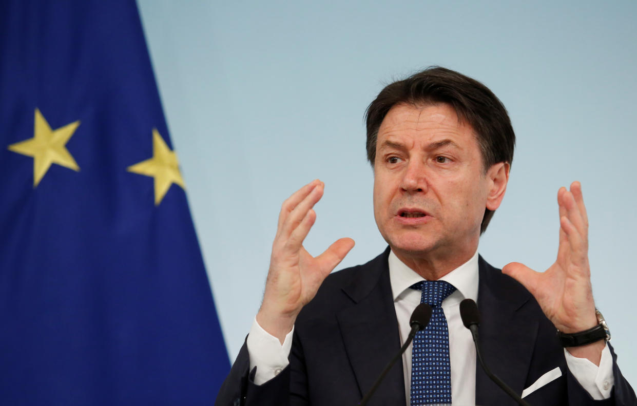 Italian Prime Minister Giuseppe Conte speaks during a news conference due to coronavirus spread, in Rome, Italy March 11, 2020. REUTERS/Remo Casilli