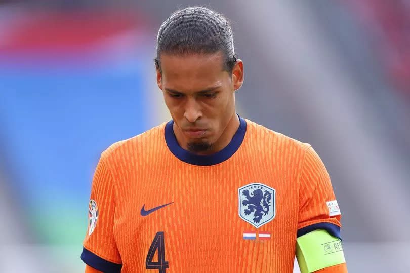 Virgil van Dijk of the Netherlands reacts during the UEFA EURO 2024 group stage match between Netherlands and Austria at Olympiastadion on June 25, 2024 in Berlin, Germany.