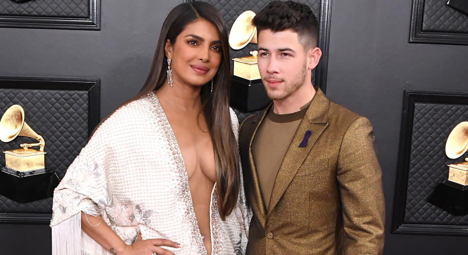 Priyanka Chopra and Nick Jonas at the Grammy Awards 2020. [Photo: Getty]