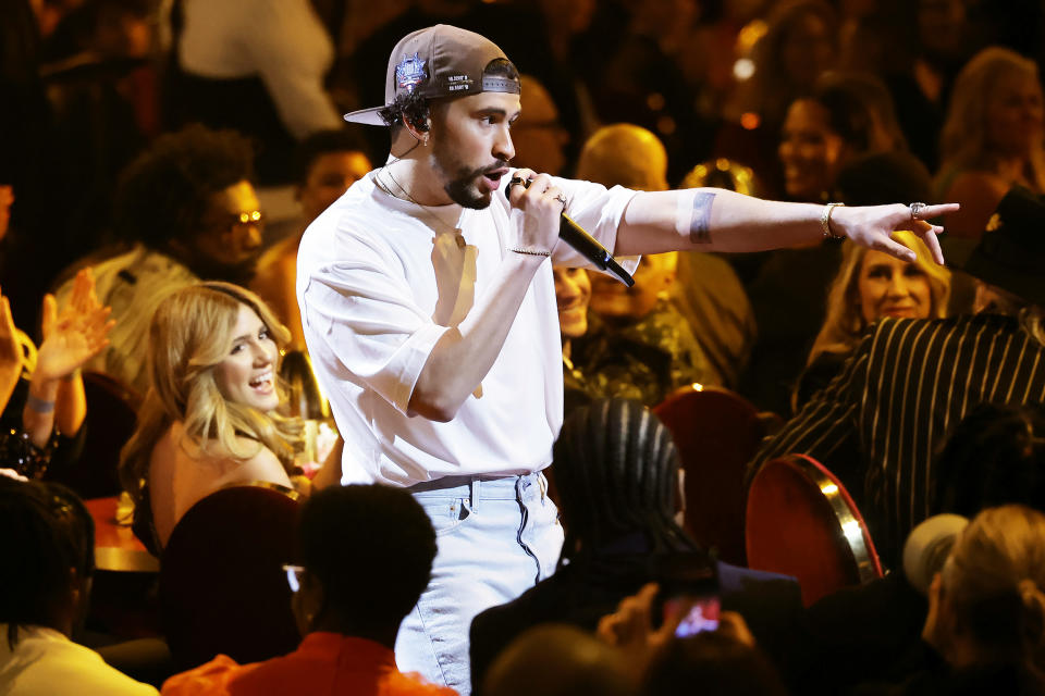 Bad Bunny performs at the 65th Grammy Awards on February 05, 2023 in Los Angeles, CA. (Kevin Winter / Getty Images)