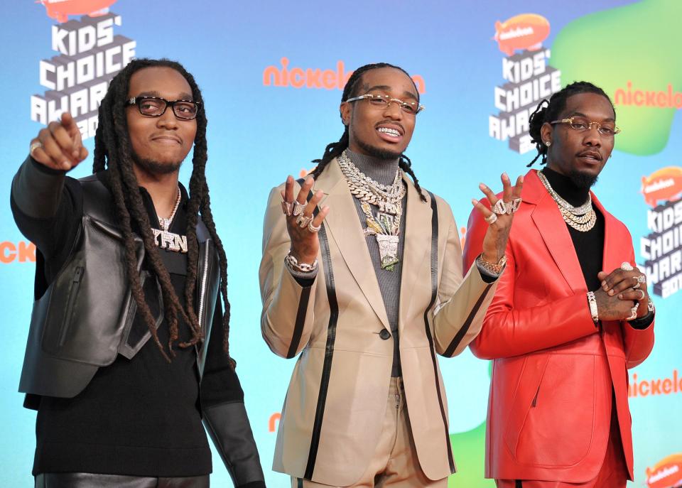 Takeoff, from left, Quavo and Offset, of Migos (Invision)