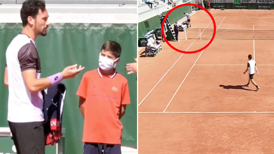 Gianluca Mager, pictured here before his match at the French Open.