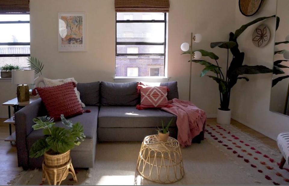 Clay and Rachel’s living room after the makeover.