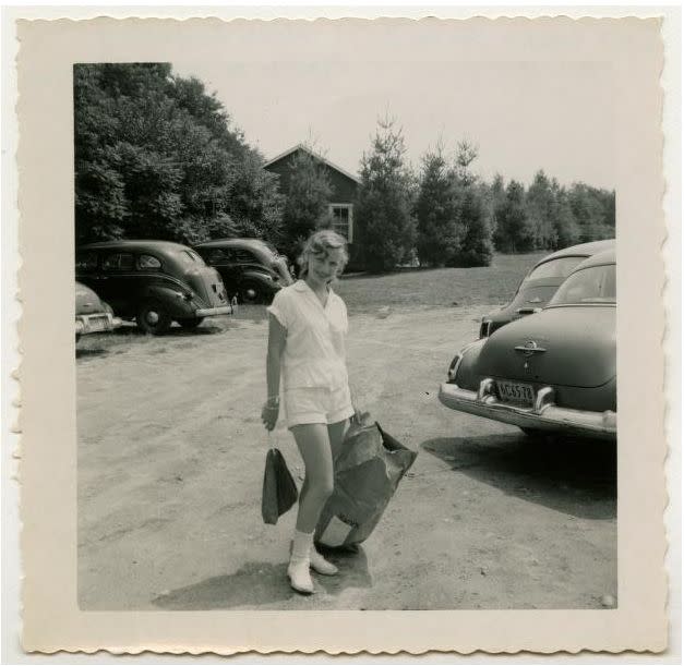 A young woman, Lois Greene, at Camp Watitoh, July 1951, from the Metz-Green-Stone Papers.