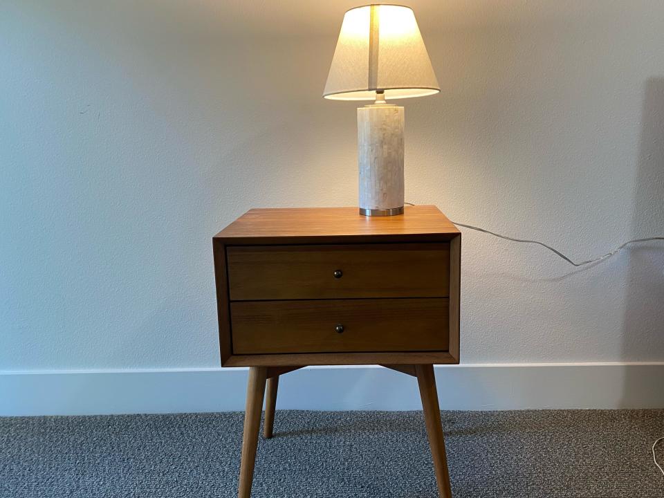 Second-hand night table and lamp