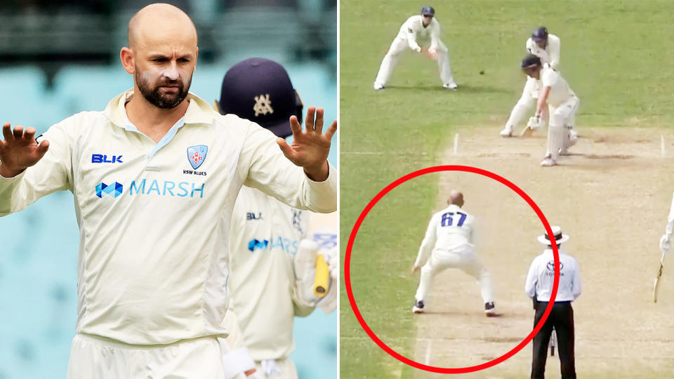 Nathan Lyon, pictured here in the Sheffield Shield against Victoria.