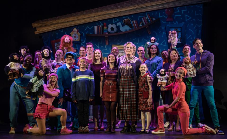 David Hibbard, who hails from Canton, plays Mr. Jolly, seen toward the left in blue cap and jacket, in the first national touring company of "Mrs. Doubtfire."