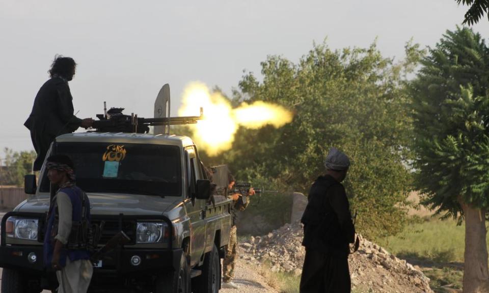 Afghan security forces exchange fire with Taliban militants in Shiberghan city, Jawzjan province