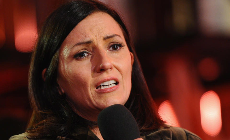 Davina McCall weeps as she presents the final of Ultimate Big Brother on September 10, 2010 in Borehamwood, England.  (Photo by Ian Gavan/Getty Images)