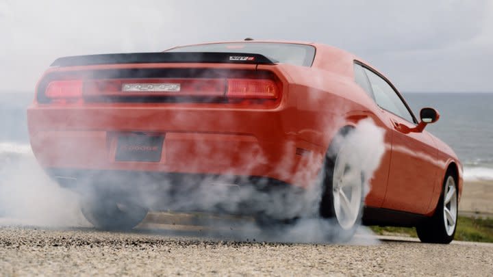 dodge car spinning burnout