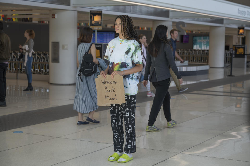 This image released by Sony Pictures shows Storm Reid in a scene from "Missing." (Temma Hankin/Screen Gems-Sony Pictures via AP)