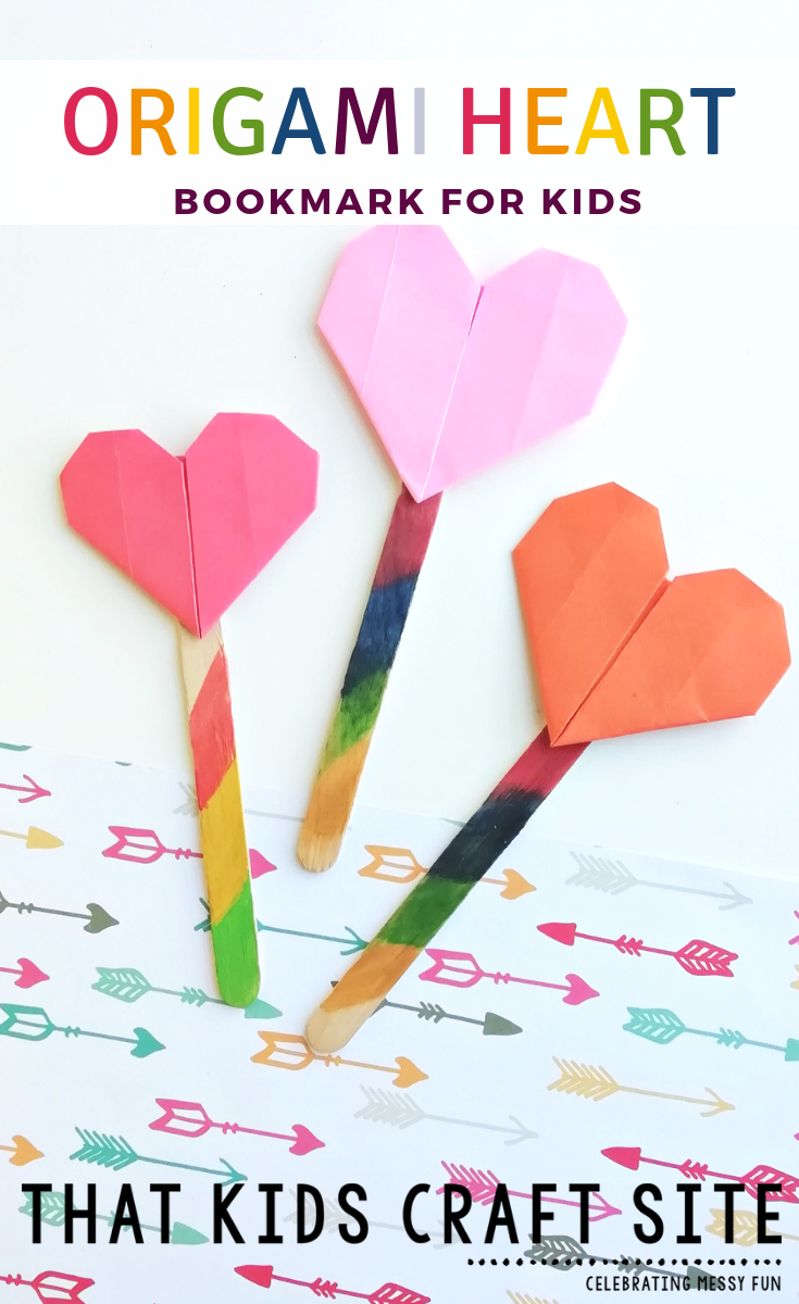 origami heart bookmark mothers day craft from kids