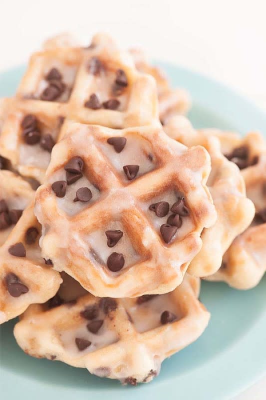 <p>Sprinkles For Breakfast</p><p>Cookies that don't bake in the oven and are done in 2-3 minutes? Try these Chocolate Chip Waffle Cookies, bite size and ready to enjoy!</p><p><strong>Get The Recipe: <a href="https://www.sprinklesforbreakfast.com/chocolate-chip-waffle-cookies.php" rel="nofollow noopener" target="_blank" data-ylk="slk:Chocolate Chip Waffle Cookies;elm:context_link;itc:0;sec:content-canvas" class="link ">Chocolate Chip Waffle Cookies</a></strong></p>