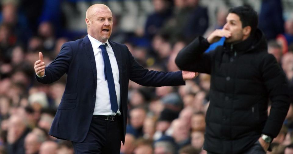 Everton boss Sean Dyche shouts at the fourth official Credit: Alamy