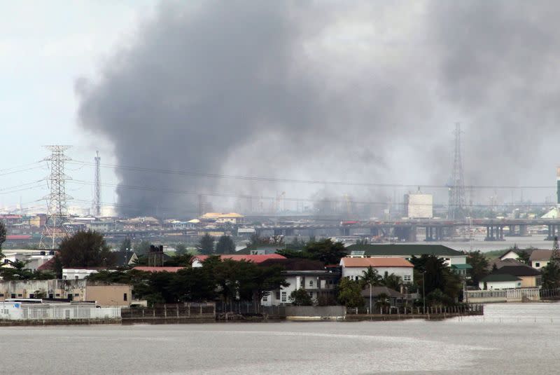 Smoke rises from Lagos mainland