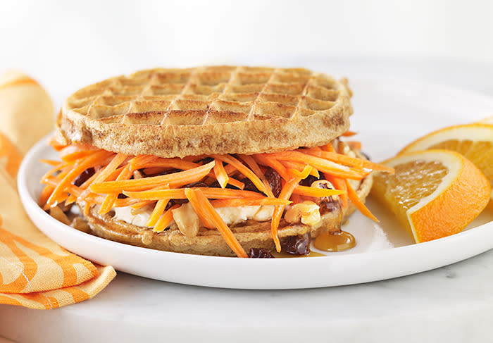Carrot Cake Waffle Breakfast Sandwich