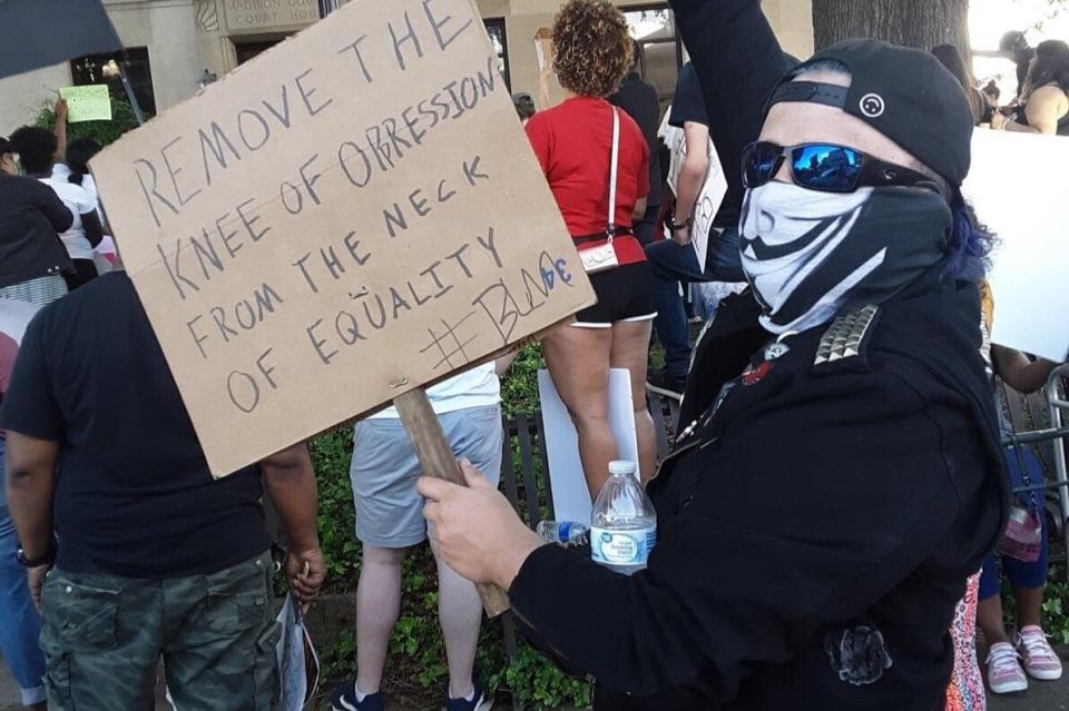 Justin Coffman at a protest against police brutality after the May 25 death of George Floyd. (Photo: Courtesy of Leah Harris)