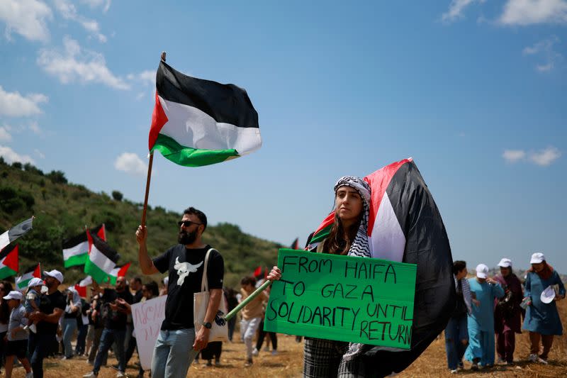 Palestinians living in Israel mark the 76th anniversary of the Nakba, near Haifa